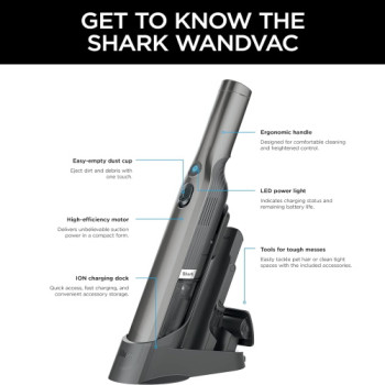 Shark WandVac Handheld Vacuum, Lightweight at 1.4 Pounds with Powerful Suction